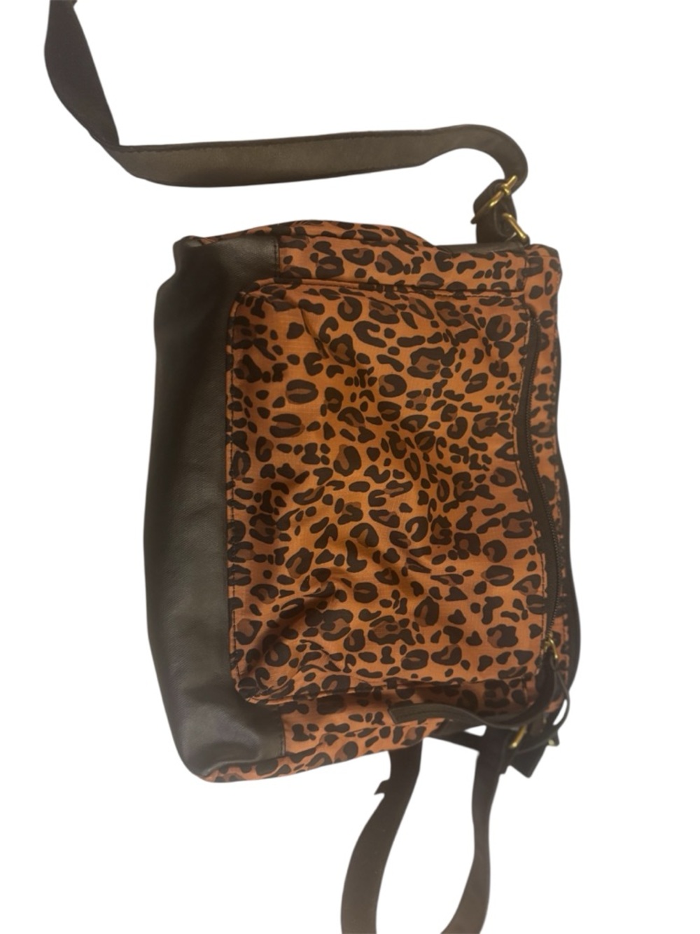 Fossil Leopard Print Crossbody Bag in Brown and Black
